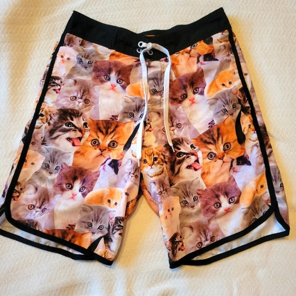 Men's Cat Swim Trunks board shorts size S - Picture 1 of 6